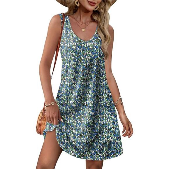 Dresses & Skirts - Womens Summer Dresses 2025 Loose V Neck Sleeveless Sundresses Swimsuit
